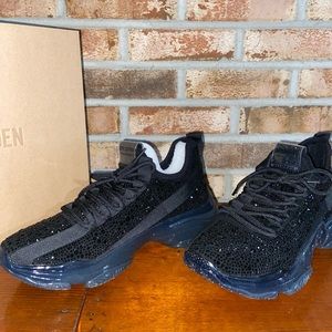 Steve Madden Maxima-R Black Sneakers with Rhiestones
